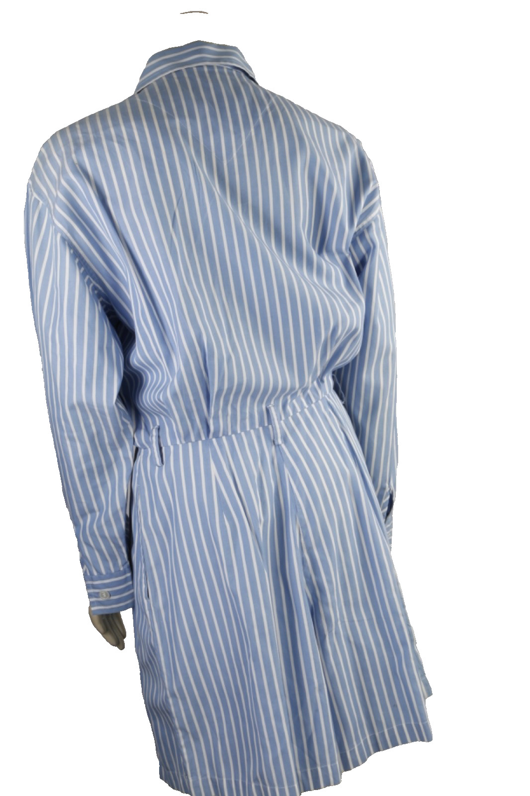 Vintage Ralph Lauren Romper 10 Blue White Striped Cotton Long Sleeve Shorts Jump