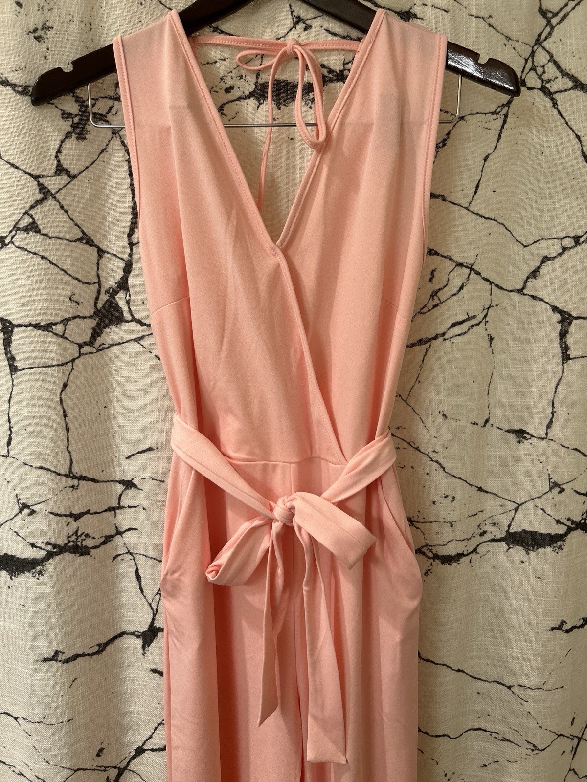 Women’s Pink Jumpsuit Romper Wide Leg with Pockets Size M- 58 1/2 Inches Height