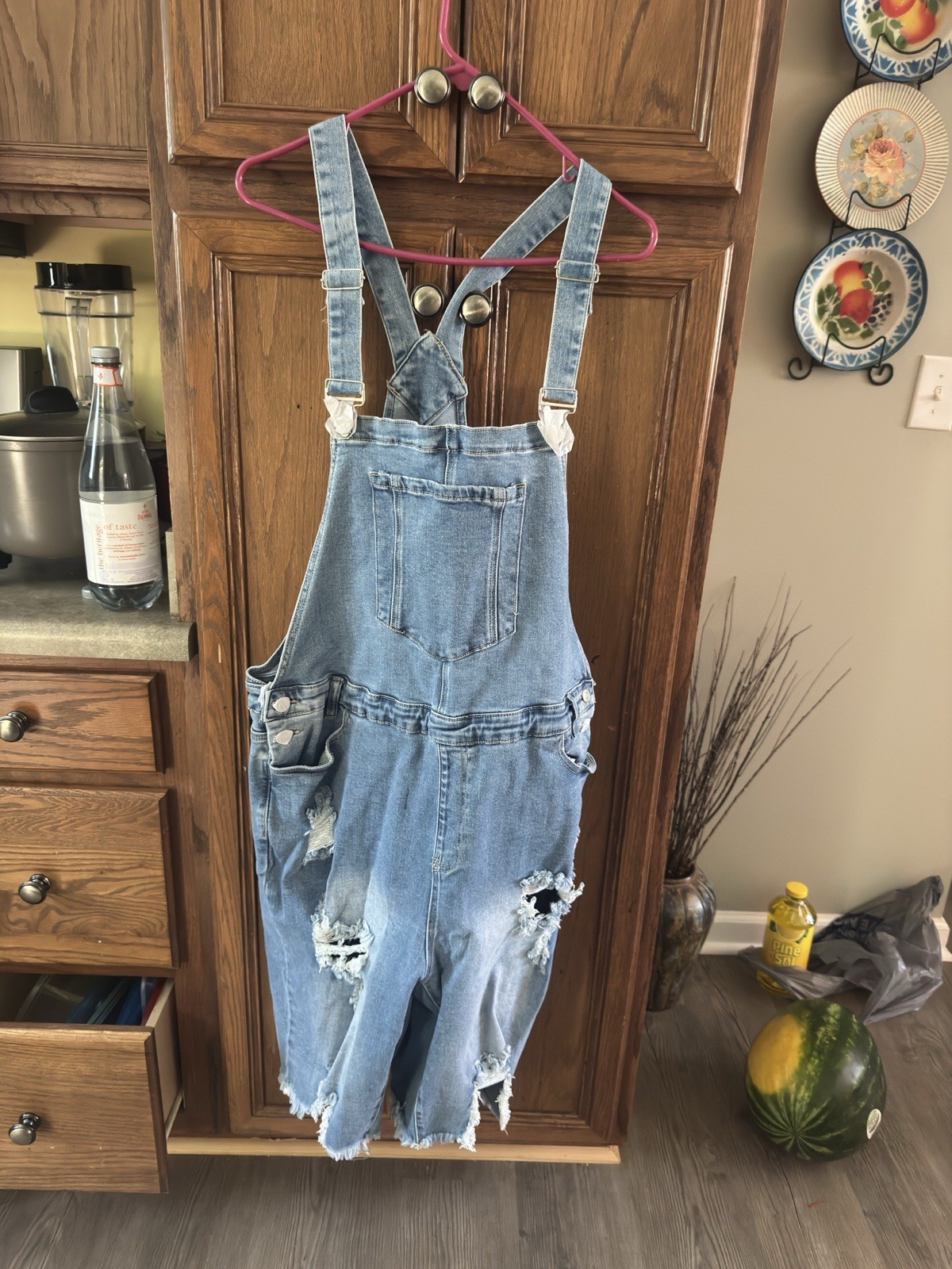 Blue Denim Overalls Size 2XL with Metal Button Closure