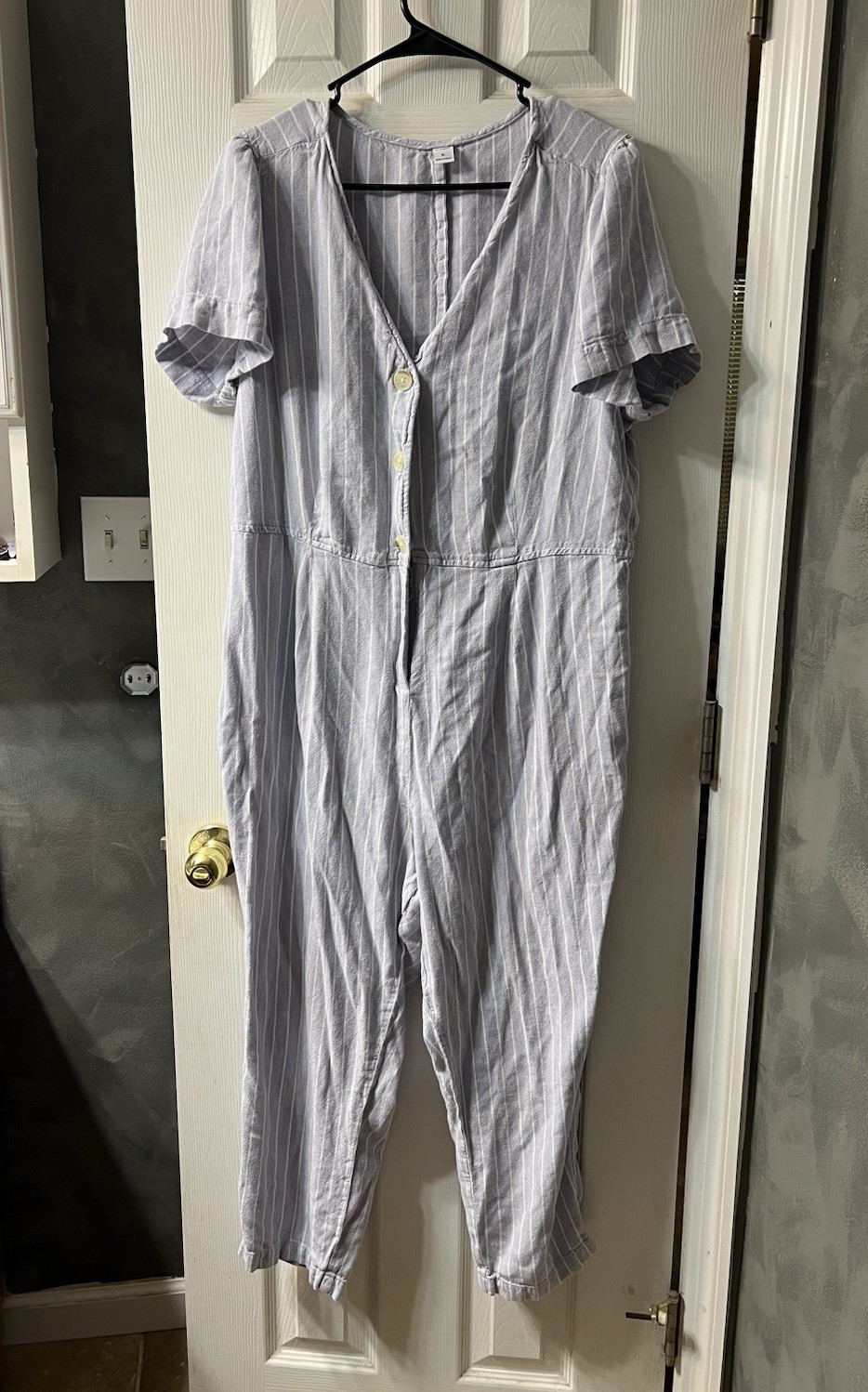 Old Navy Women’s XL Blue/White Striped Short Sleeve Jumpsuit One-Piece