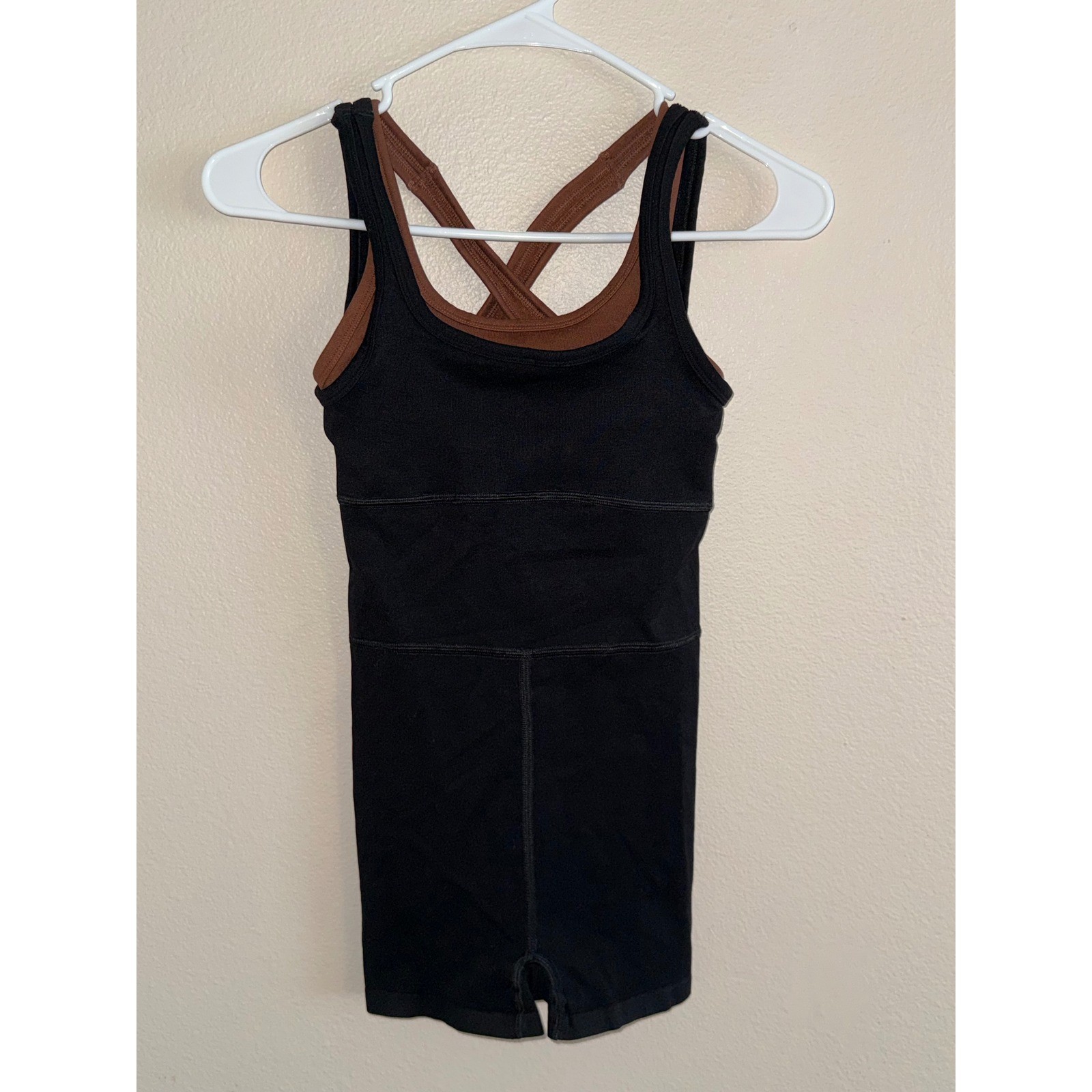 Free People FP Movement It Takes Two Runsie jLayered Romper Black Brown XS/S