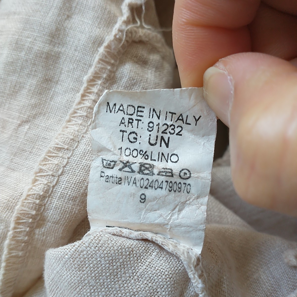 Made InItaly Jumpsuit Bib Overall Womens S/M*Beige 100%Linen Lagenlook Minimalis