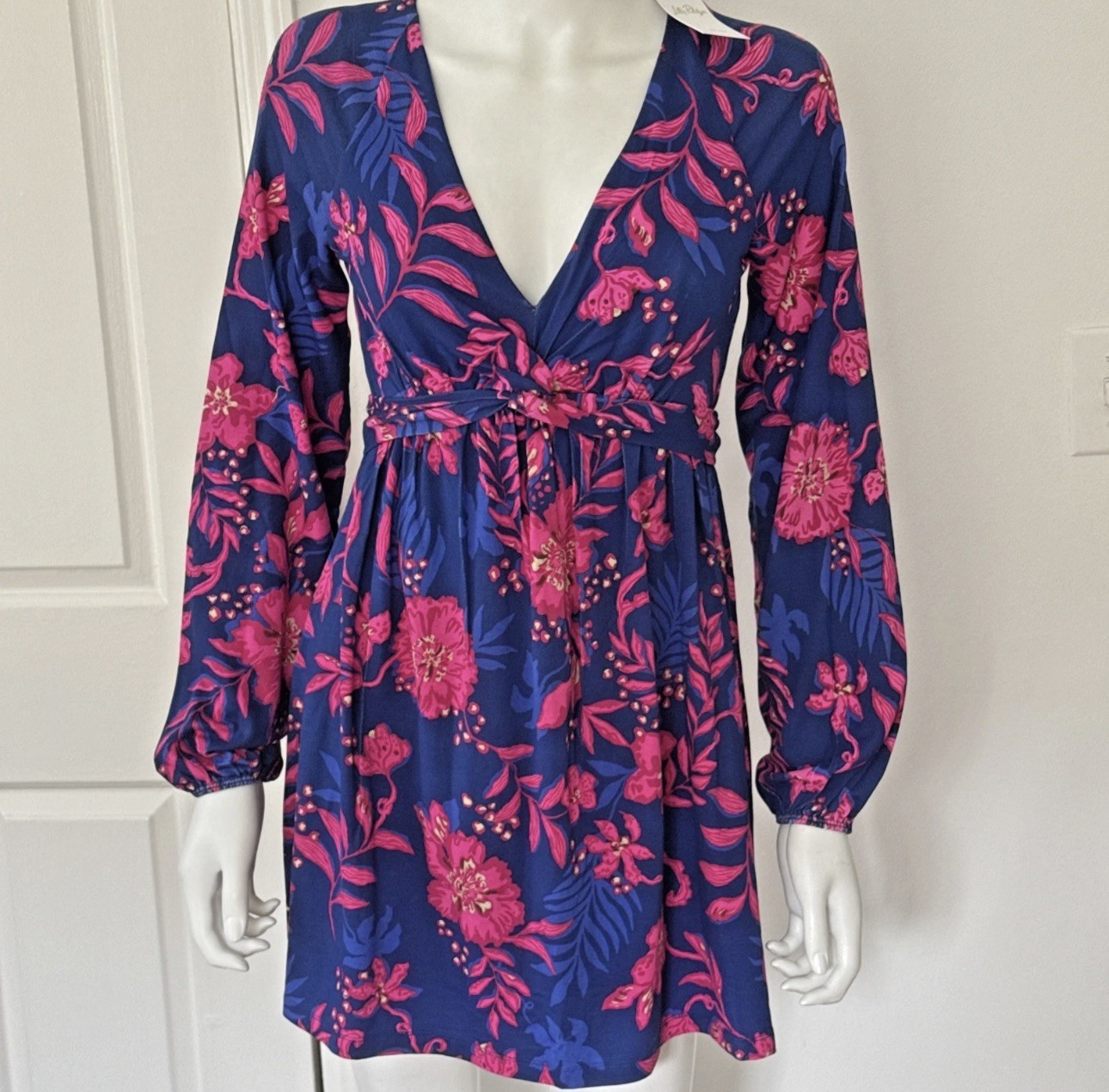 NWT Lilly Pulitzer Loralei Skirted Romper Med Blue Never Ending Summer, Size XS