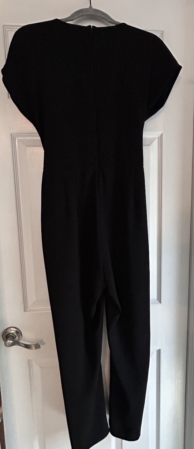 Women’s Express Black Medium Jumpsuit With Pockets Tie Waist Zipper Back