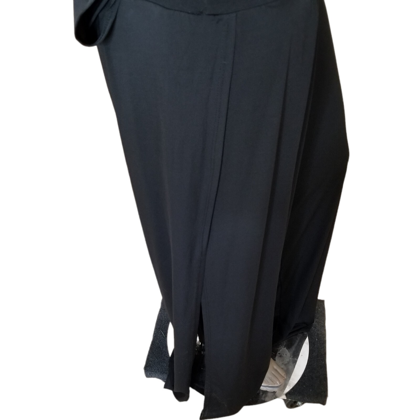 FASHION LOVE Plunge V-Neck Sleeveless Full Side Slit Palazzo Jumpsuit 1X Black
