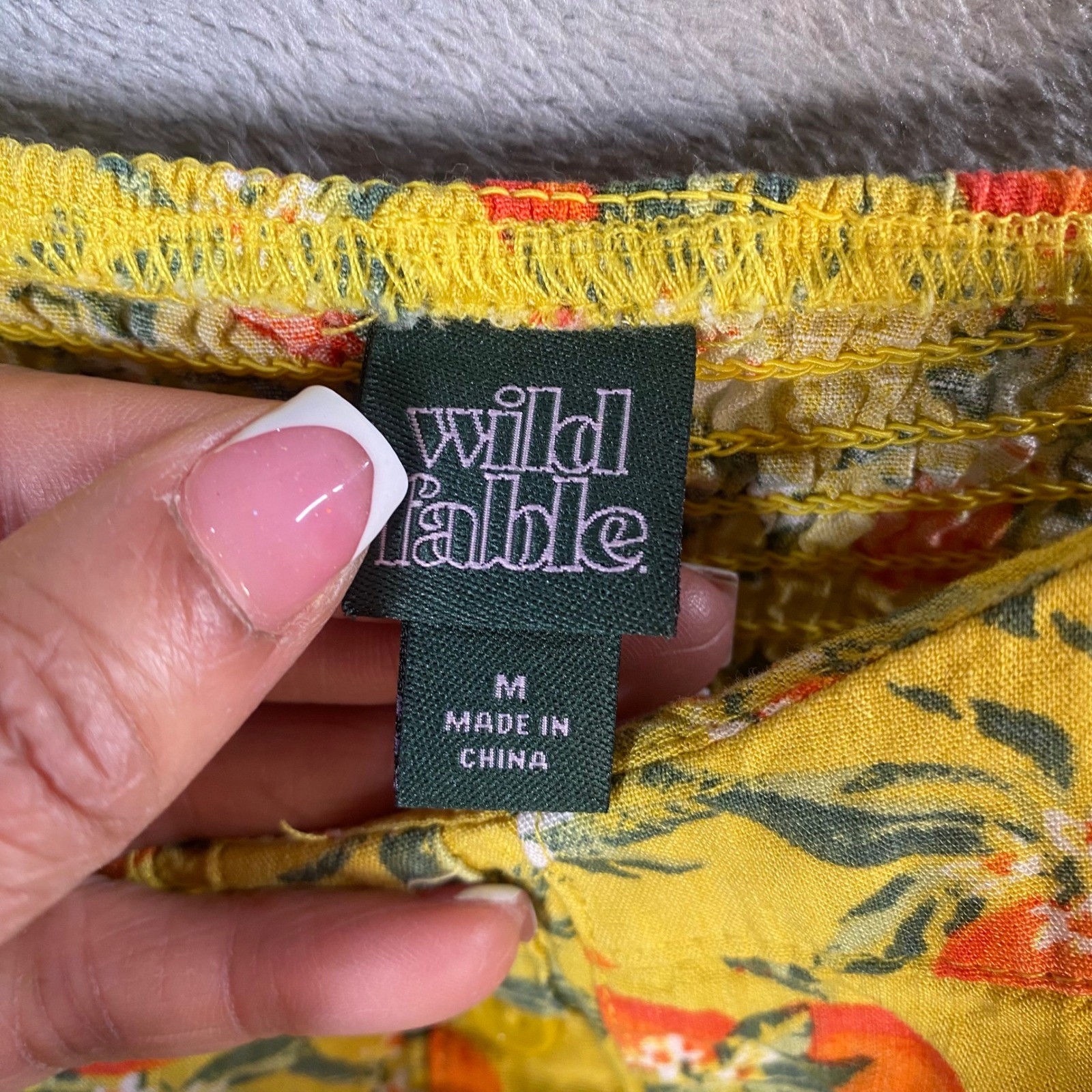 Wild Fable Orange Fruit Print Romper Womens Small Smocked Boho Retro Twee