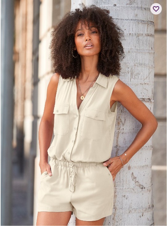 Sleeveless Drawstring Romper