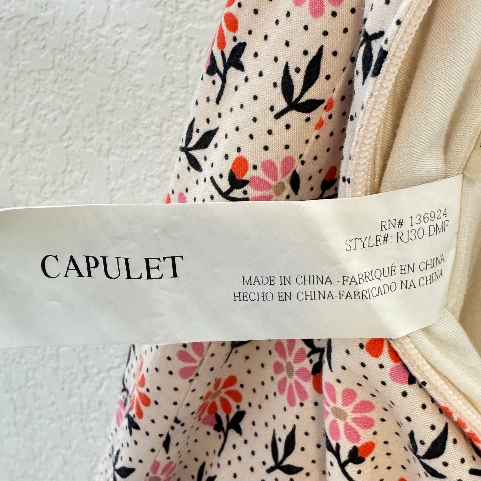Capulet White & Pink Floral Tie Front Lined Wide Legged V Neck Jumpsuit, S