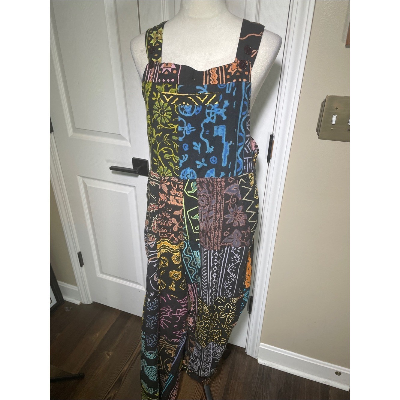 Sacred Threads Multicolor Patchwork J Overalls Black Base Cotton Size M/L