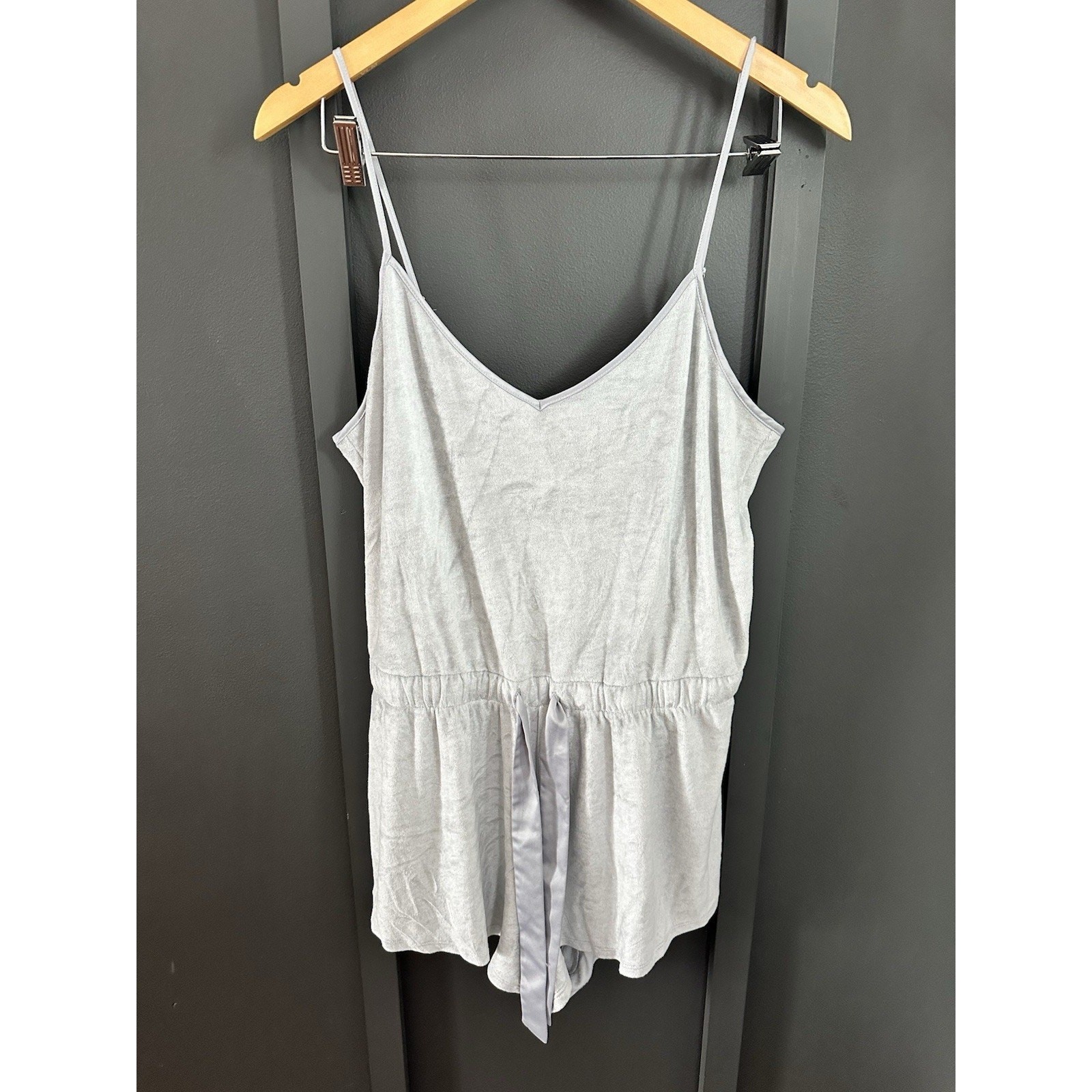 Victoria’s Secret Crushed Grey Velvet Sleepwear Romper Size Large