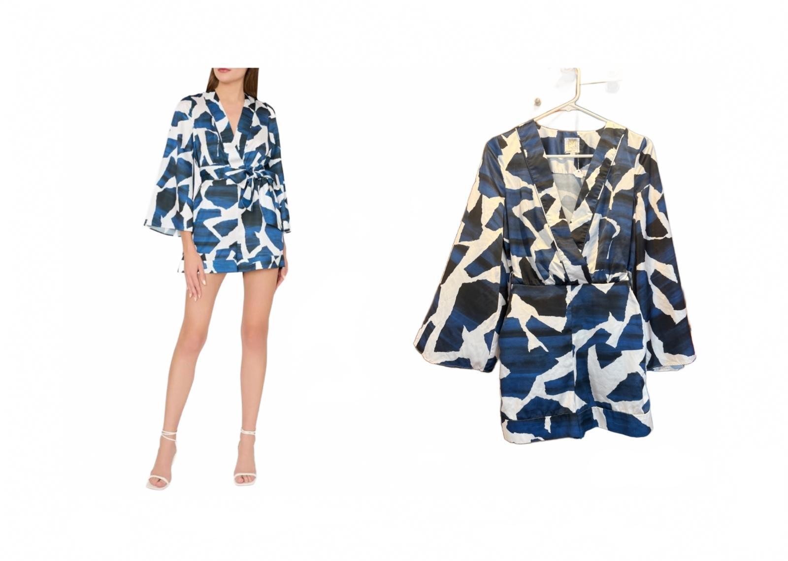 Milly Ocean Puzzle Satin Romper EUC