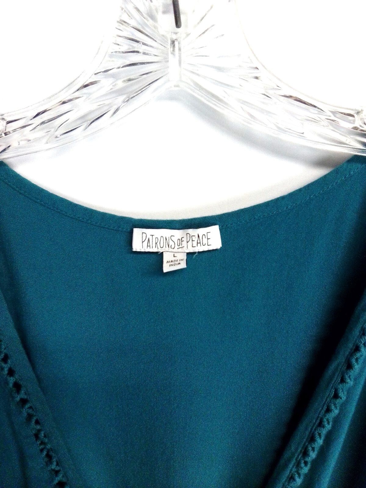 Partons & Peace Women’s V- Neckline Teal Wide-Leg Short Sleeve Jumper Size L