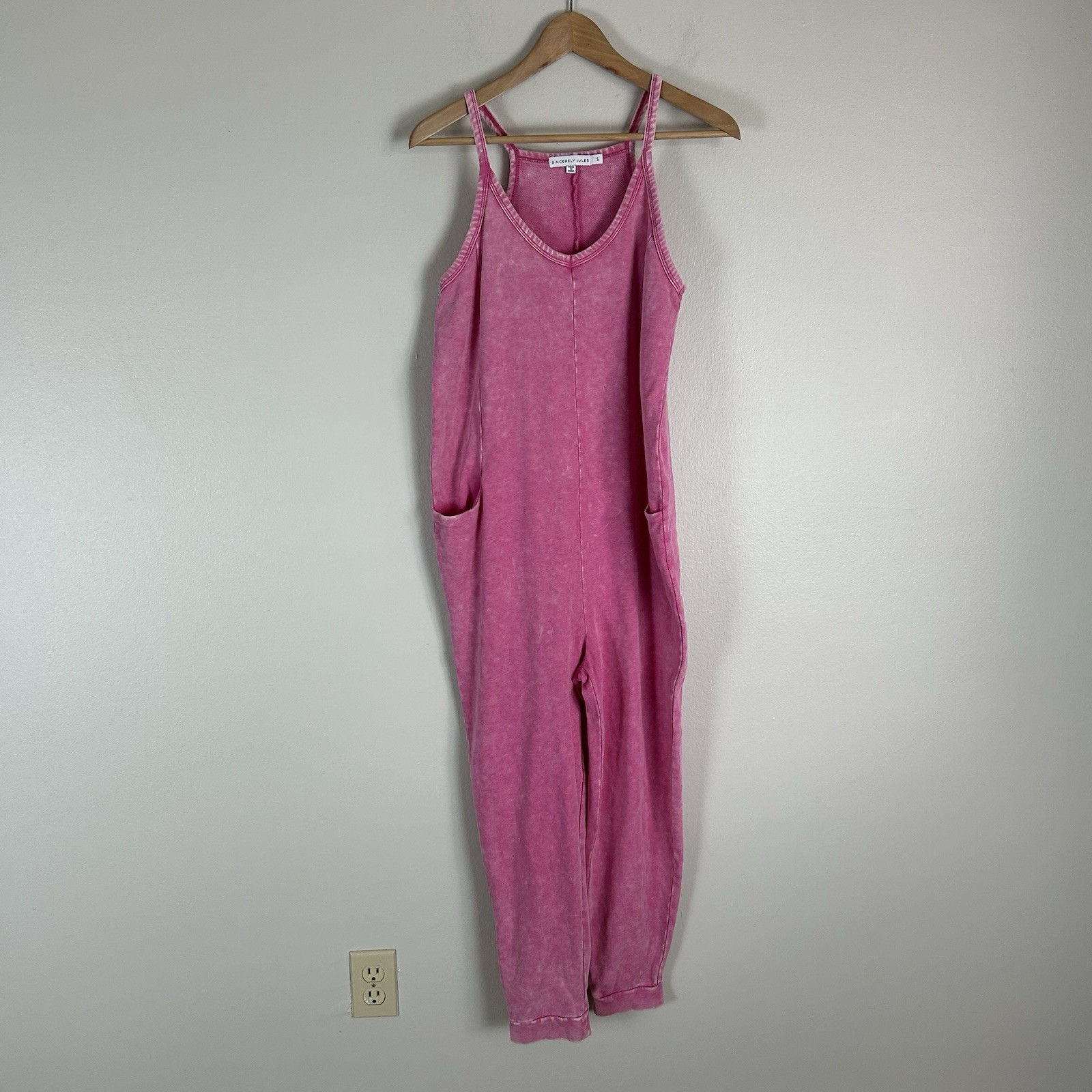 Sincerely Jules One Piece Jumper Romper Small Pink Acid Wash Terry COMFY Fuchsia