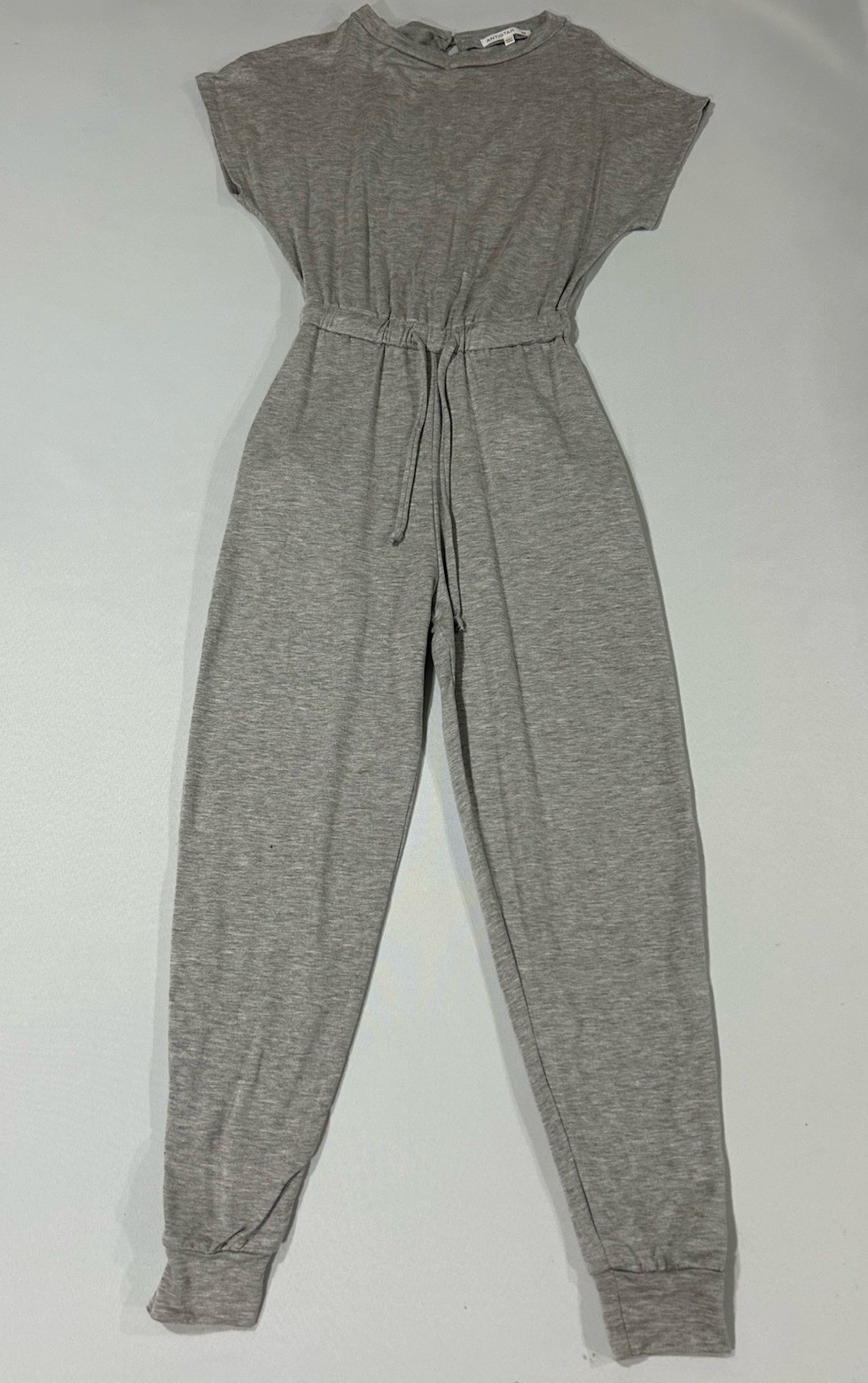 Women’s Antistar Comfy Soft Gray Short Sleeve Drawstring Lounge Jumpsuit Size XS