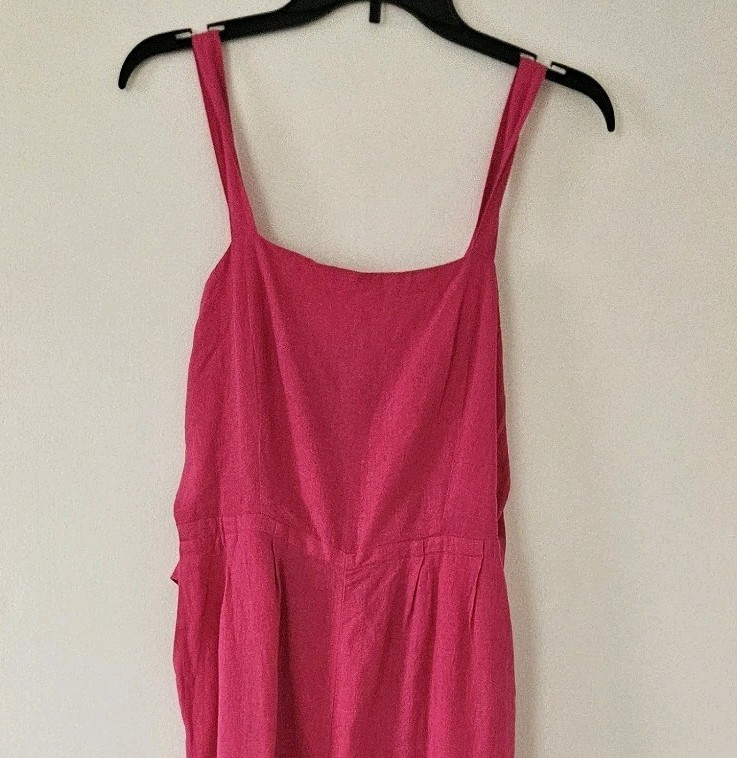 Nic + Zoe Womens Jumpuit 8 Wide Leg Linen Pink Sustainable Smocked Lagenlook