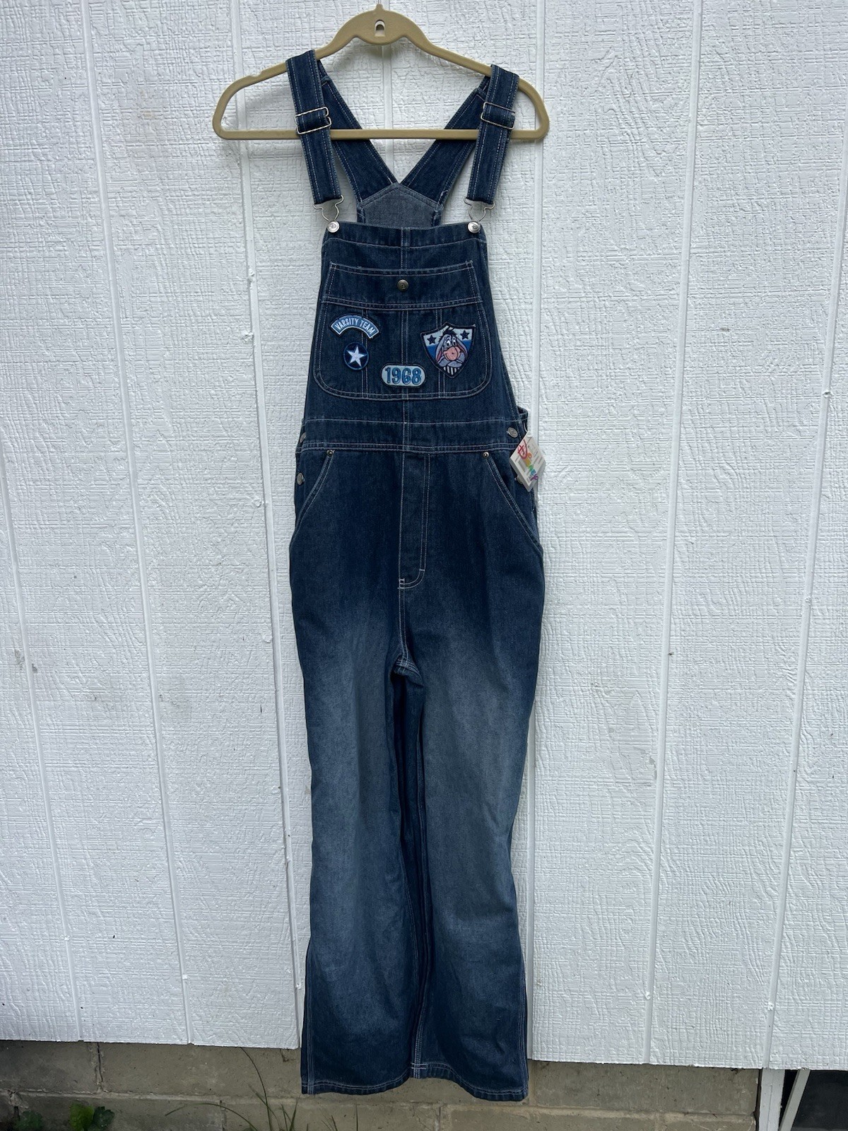 Vintage Disney Bib Overalls Blue Jean Denim Eeyore 90s Women’s Size M NWT