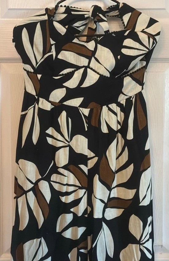 Audrey Parks + Francesca’s Lead Print Halter Jumpsuit Med