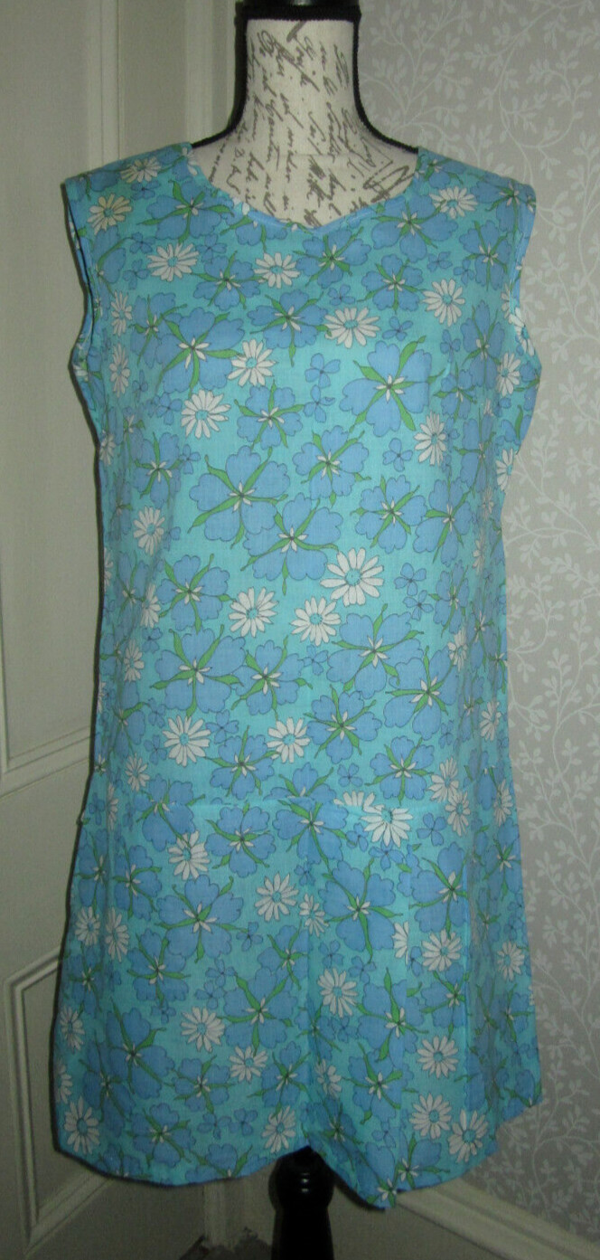 Vtg Montgomery Ward cotton blend blue floral sundress / romper, ladies’ size 18