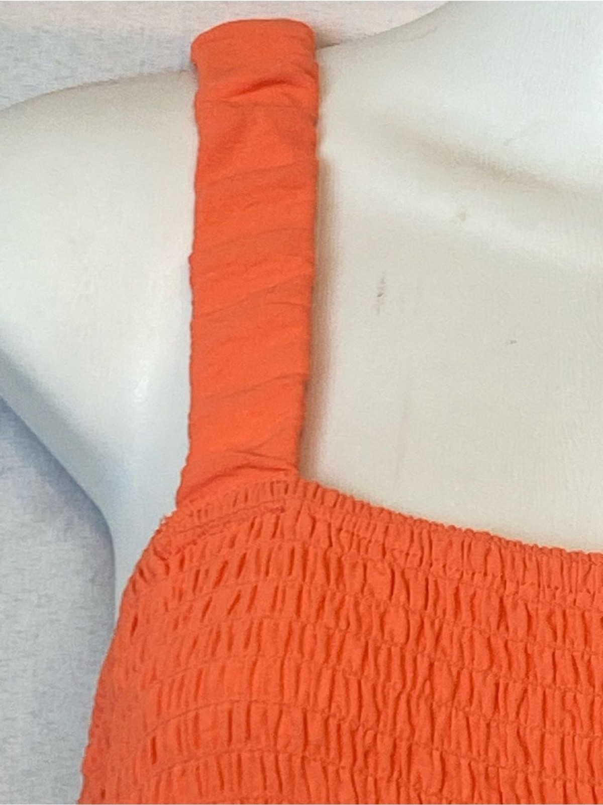 NWOT Amazon Coral Orange Smocked Top Wide Leg Jumpsuit Romper with Side Pockets