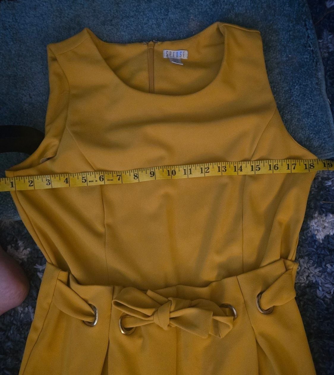 Spense Sleeveless Cropped Wide-Leg Jumpsuit with Tie Waist in Mustard Yellow