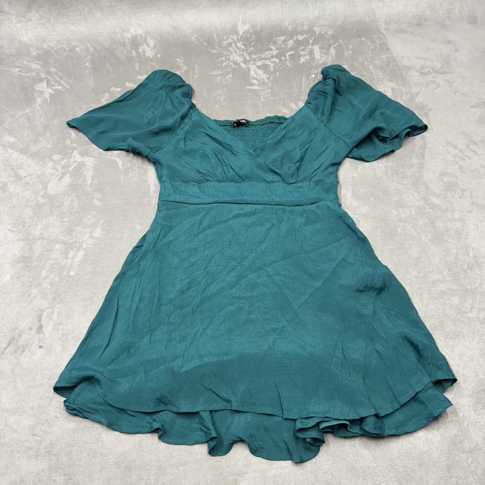 As U Wish Teal Short Sleeve mini dress XL Solid Casual Women’s fitted waist
