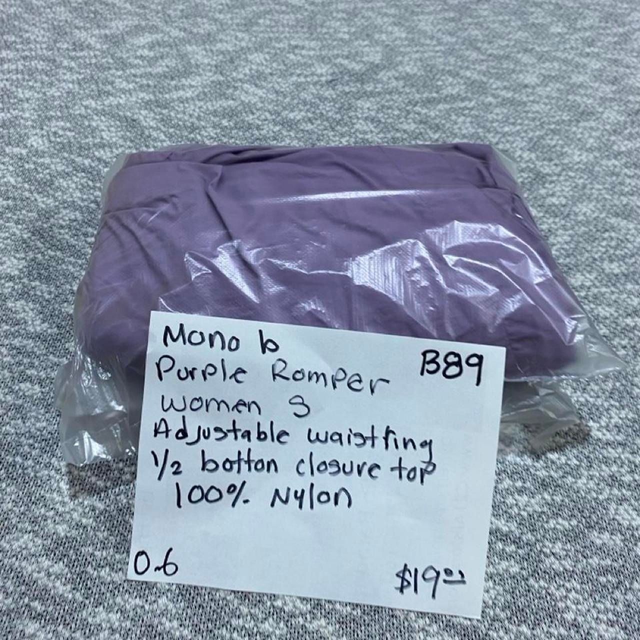 Mono b Purple nylon romper shorts with adjustable waistband women S. SKU-B89