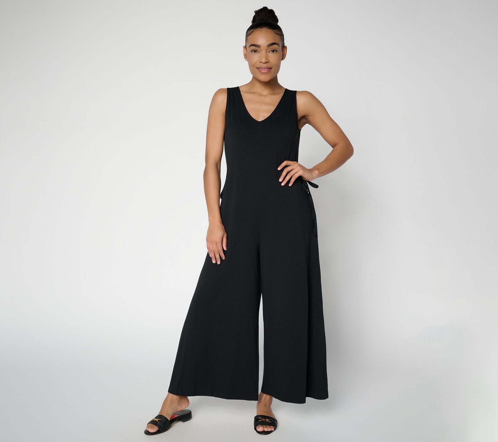 Anybody Regular Cozy Knit Jersey All-Star Jumpsuit Black XL New