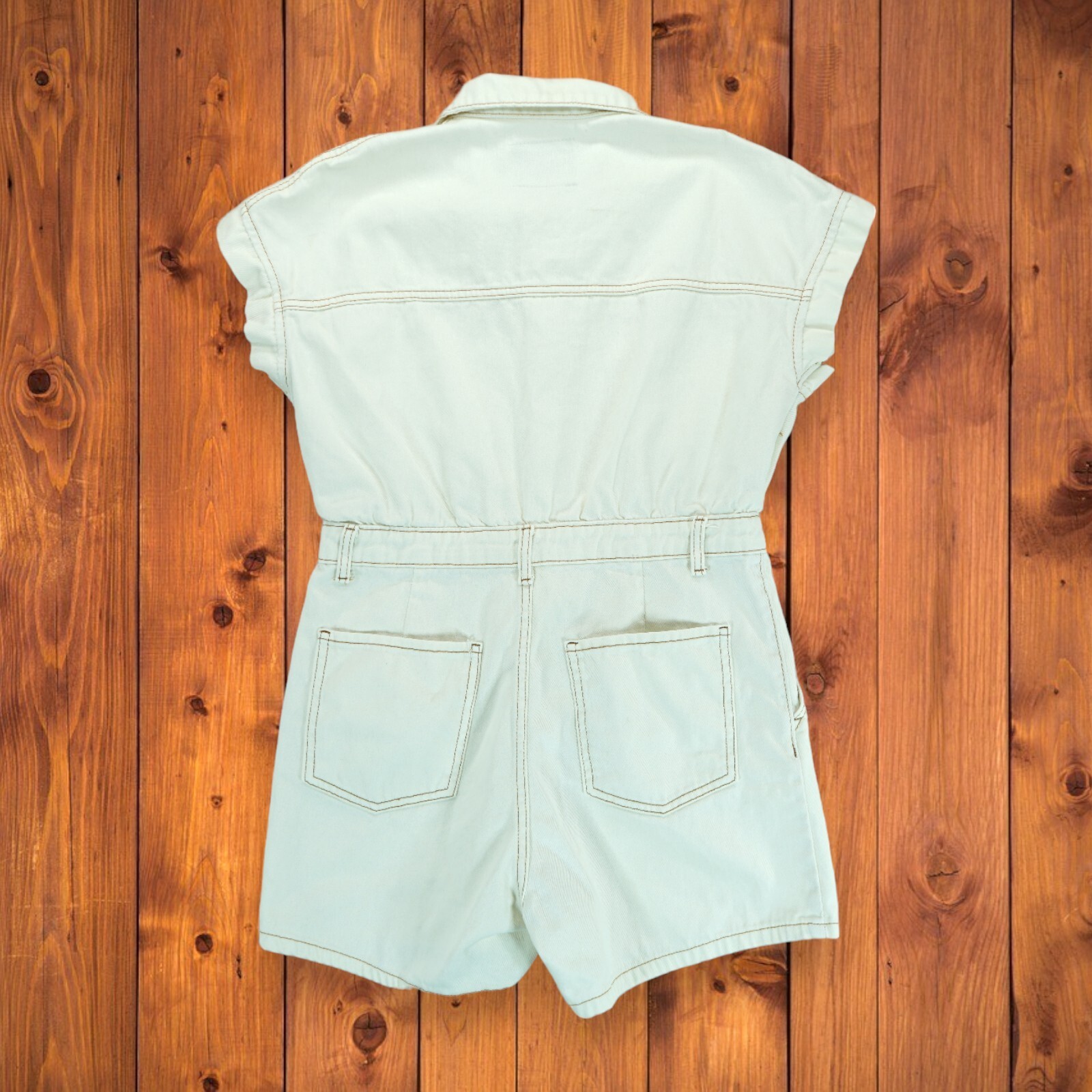 Denim Co Primark Cares Denim Short Romper Off-White Ecru – Size 10