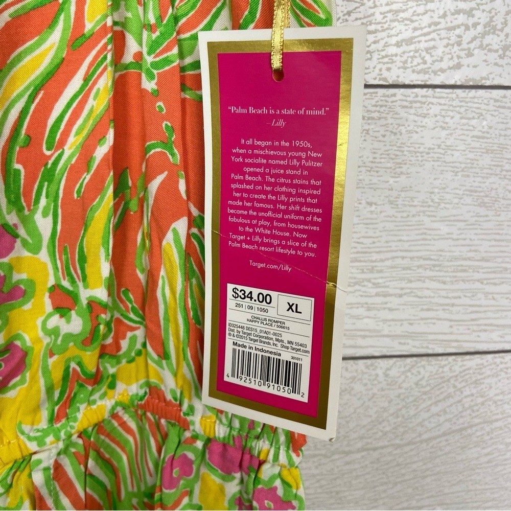 NWT LILLY PULITZER Target Challis Romper Happy Place XL Summer Comfy Lightweight