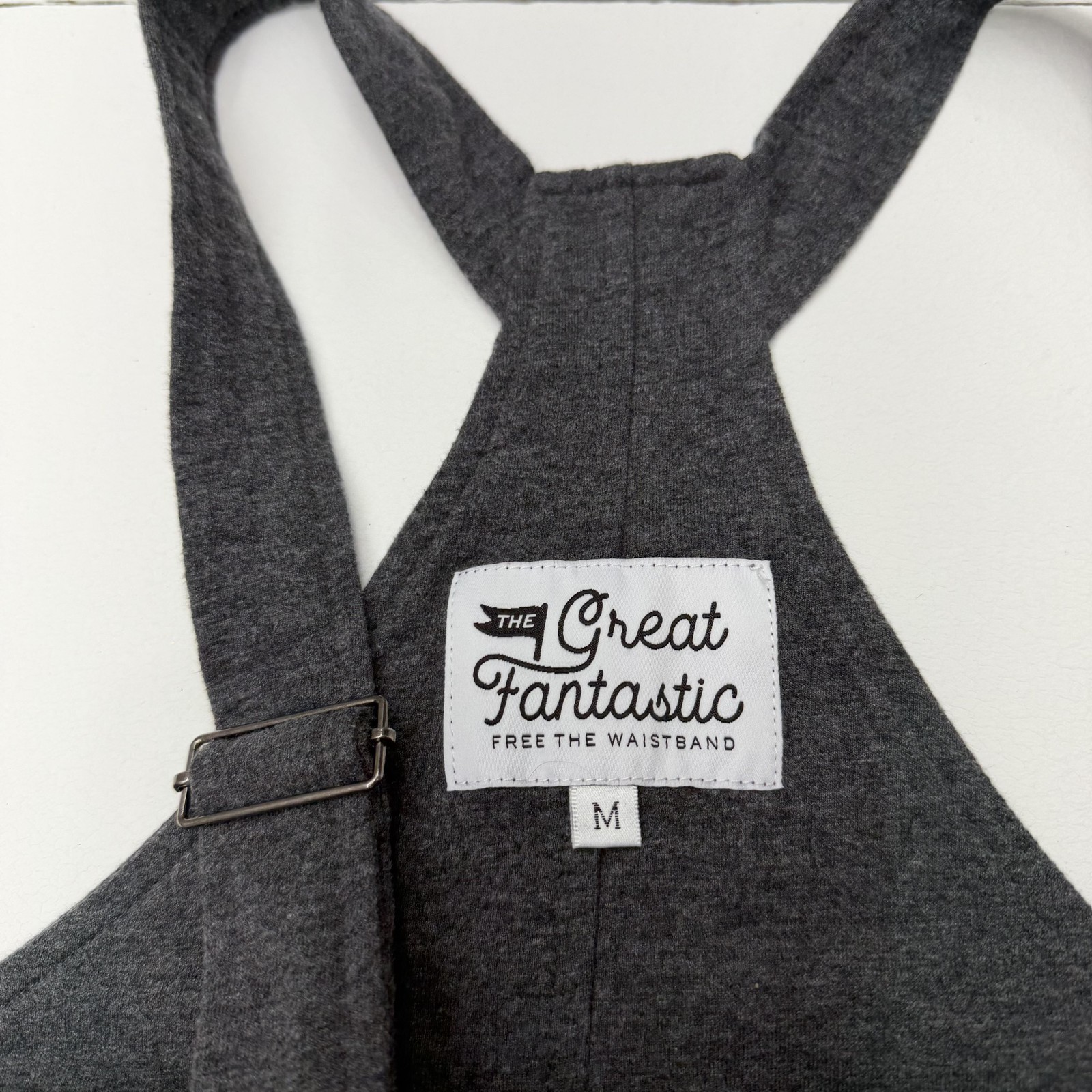 The Great Fantastic Overalls Womens M Gray Jersey Knit Adjustable Strap Pockets