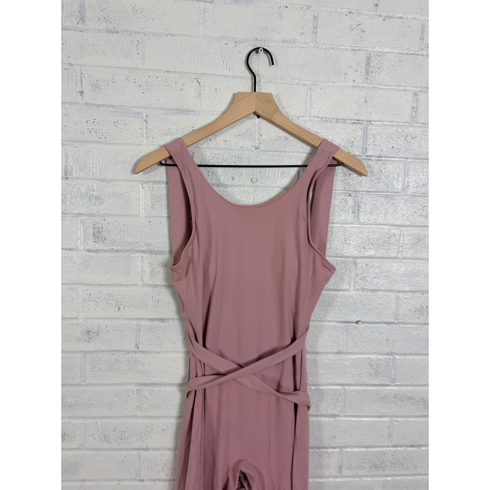 Jumpsuit Womens M Mauve Sleeveless Wrap Waist Ankle Tie Tapered Leg Stretch