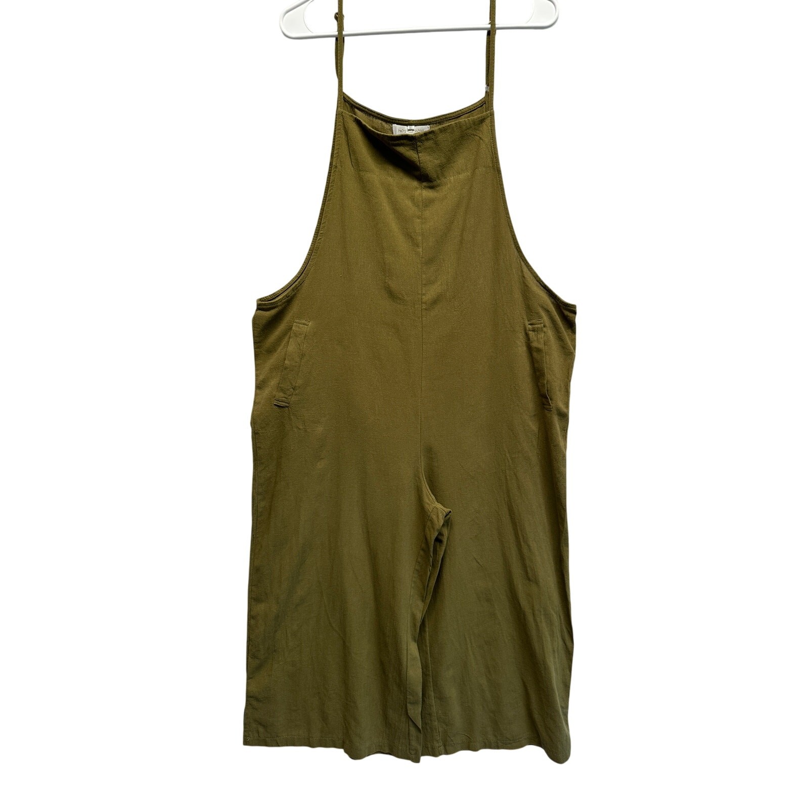 Hipster Row Olive Green Cotton Wide-Leg Jumpsuit XL