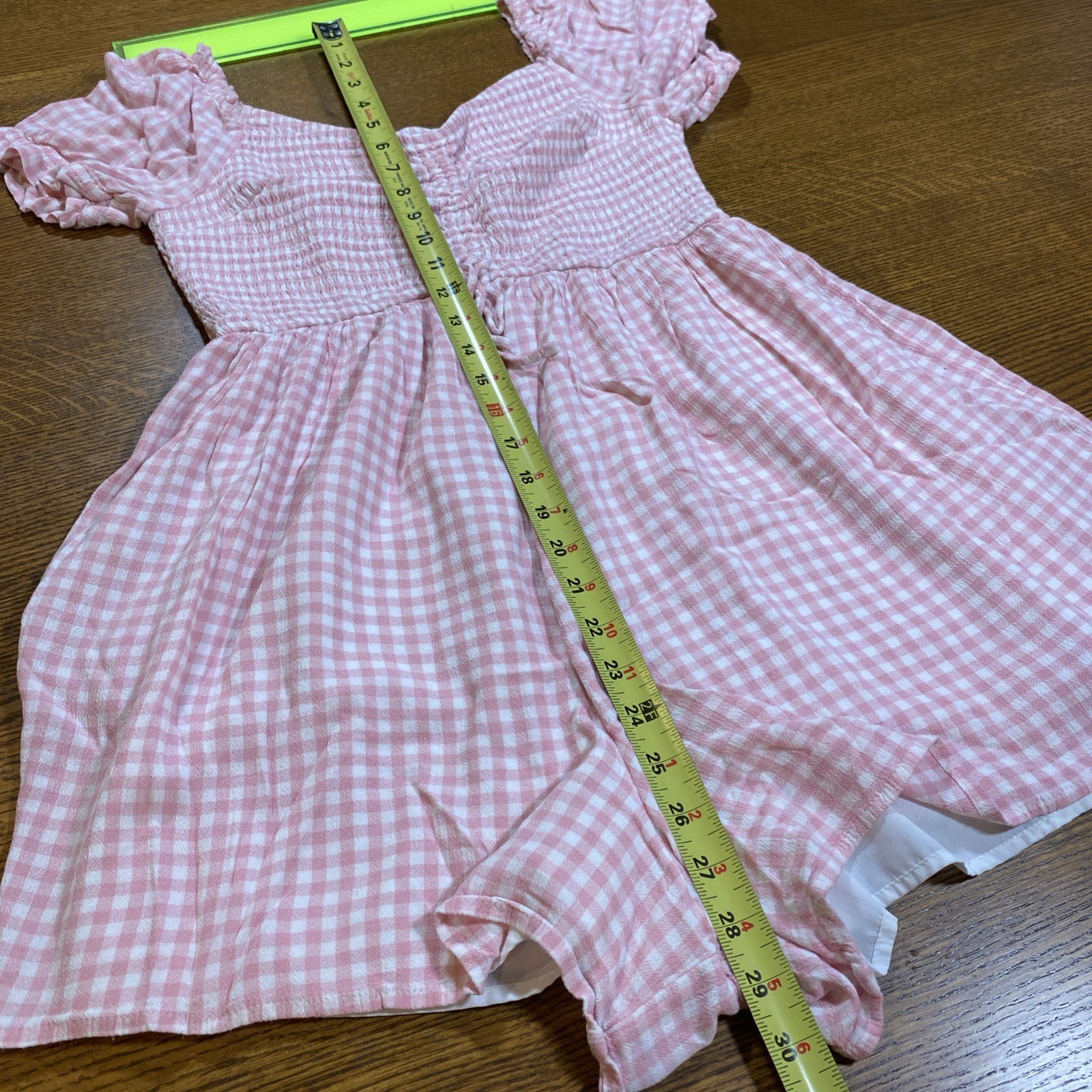 HOLLISTER Pink White Gingham Romper Puff Sleeve Picnic Coquette Cottage Farm L