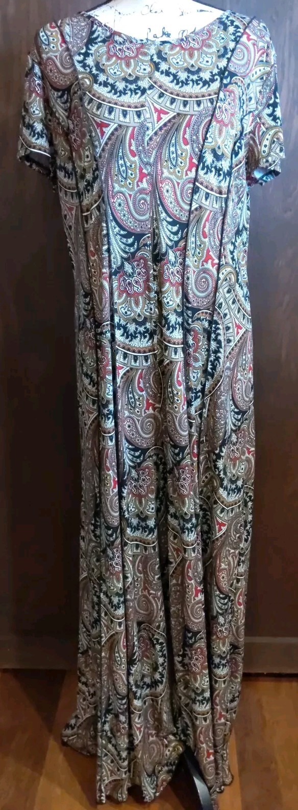 c Est 1946 black brown burgundy jumpsuit short sleeve size XL paisley wide leg