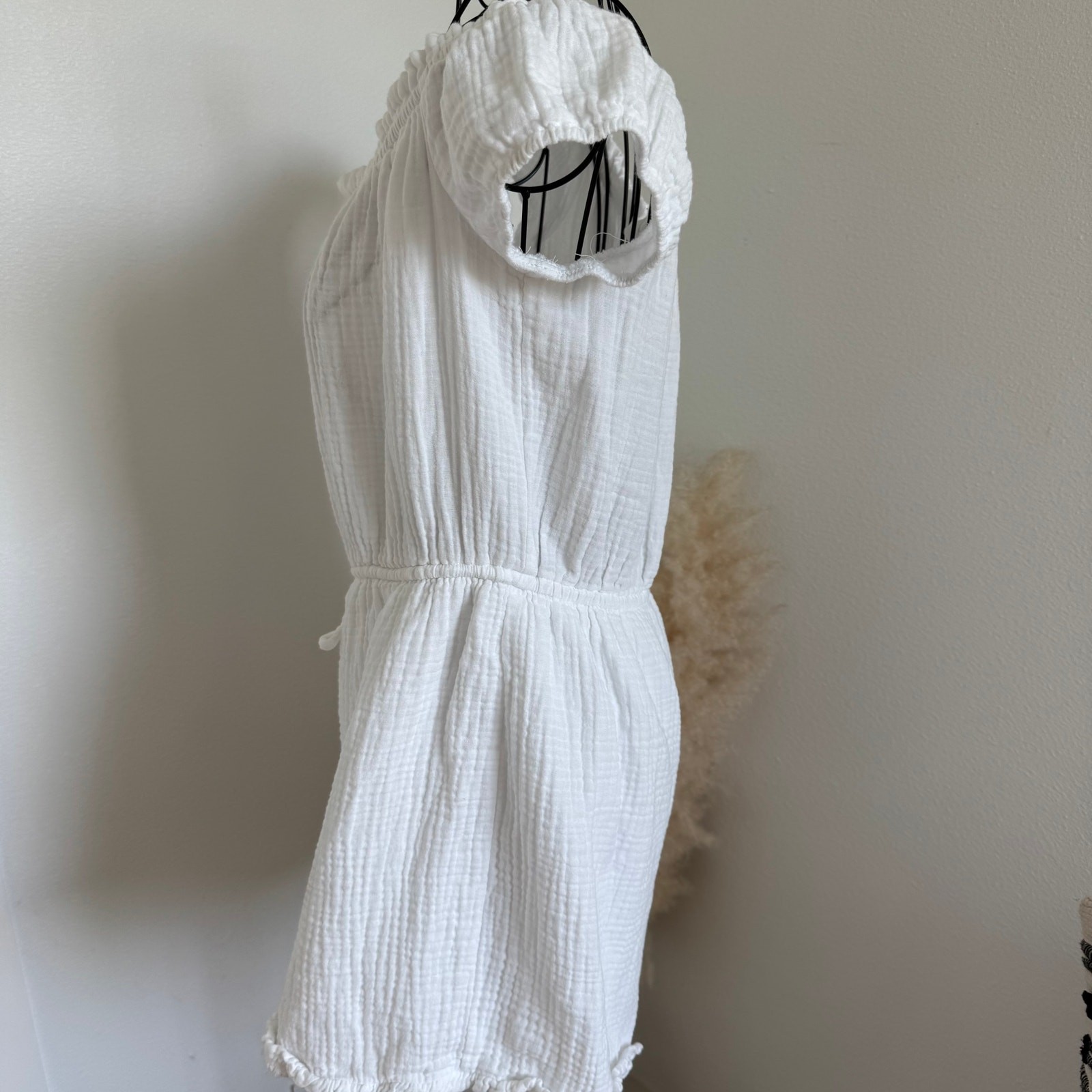 BP White Off Shoulder Gauzy Cotton Romper Medium Summer, Beach, Loungewear