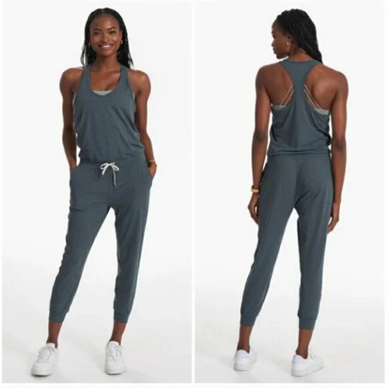 VUORI Lux Jumpsuit Stone Heather Blue Sz S $108 {3V25}