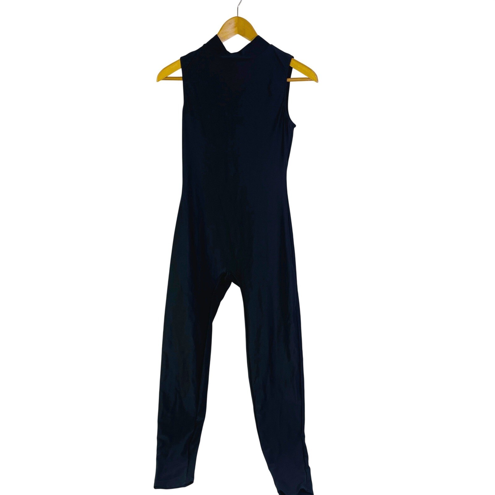 Speerise Sleeveless Full Length Unitard Catsuit Womens M Black Zipper Mock Neck