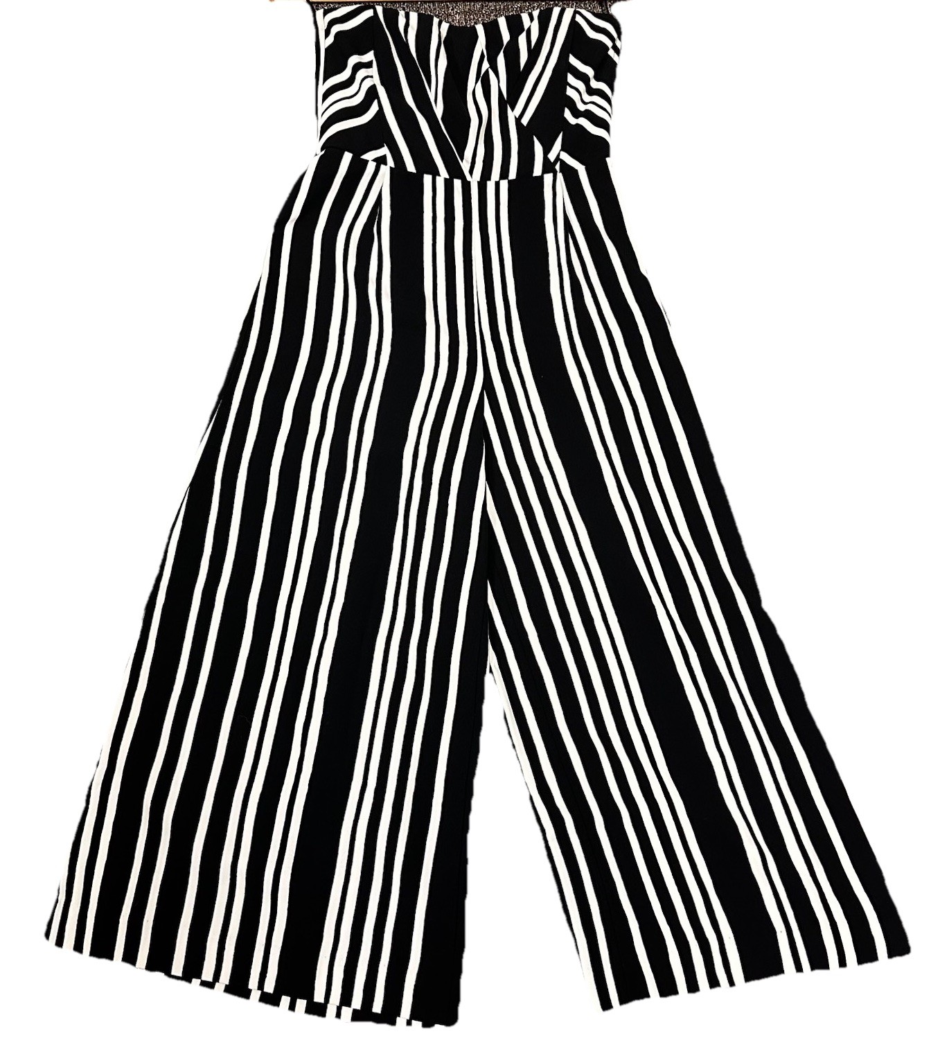 H&M Jumpsuit Wide Leg Cropped Womens Size 6 Striped Jumper Boho Summer Vacation