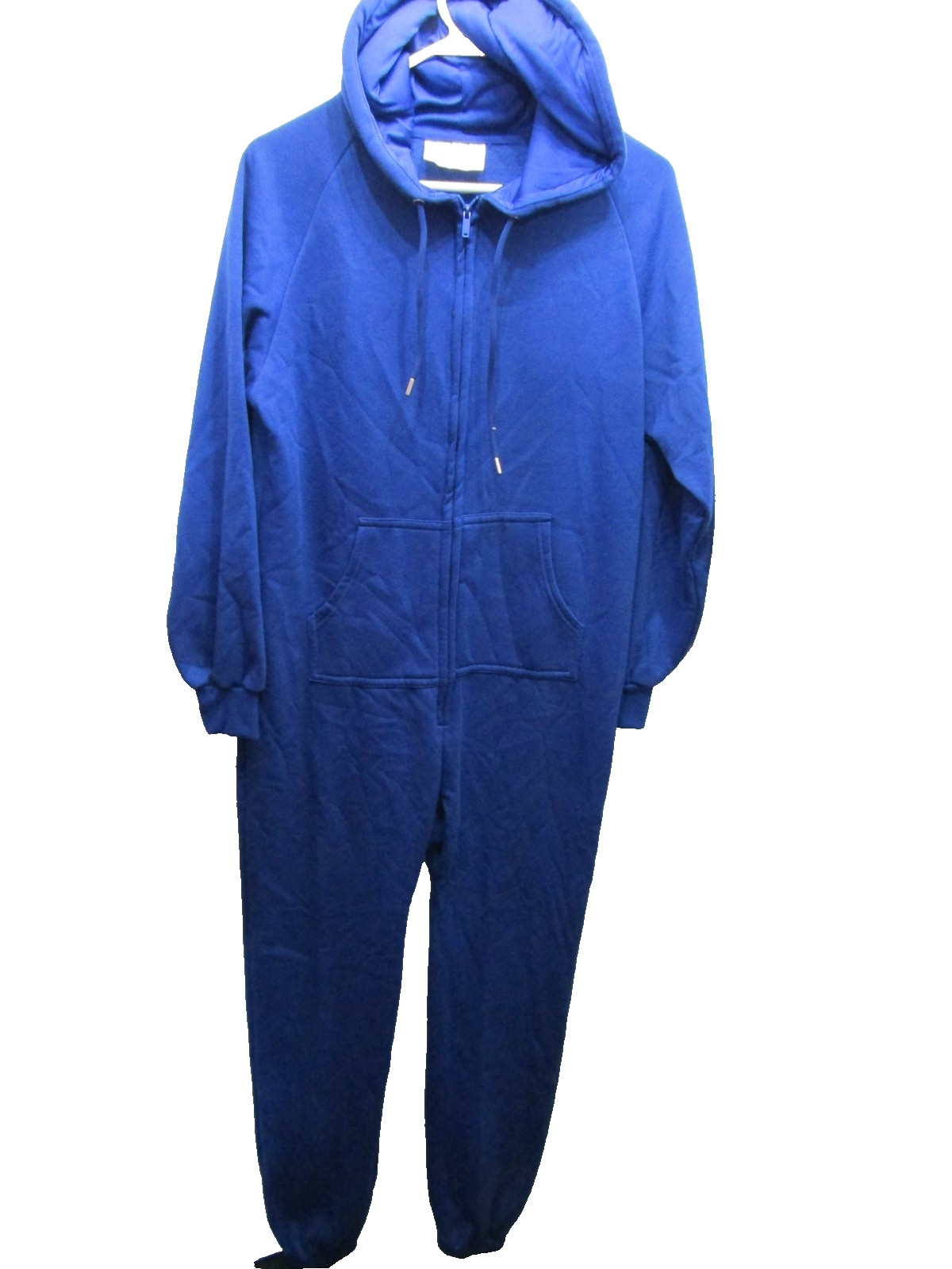 WOMENS PAJOGGERS HOODED 1/2 ZIP DRAWSTRINGS ONE PIECE BLUE JUMPSUIT SIZE S