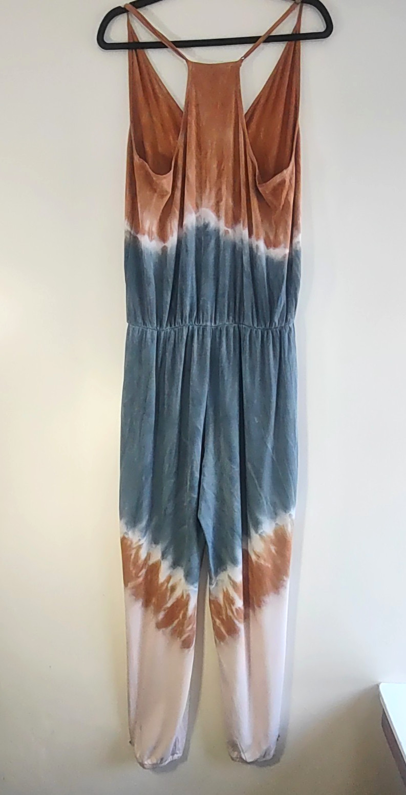 YFB Young Fabulous Broke Tie-Dye Tank Top Jumpsuit Boho Indie Earthy Sz Medium