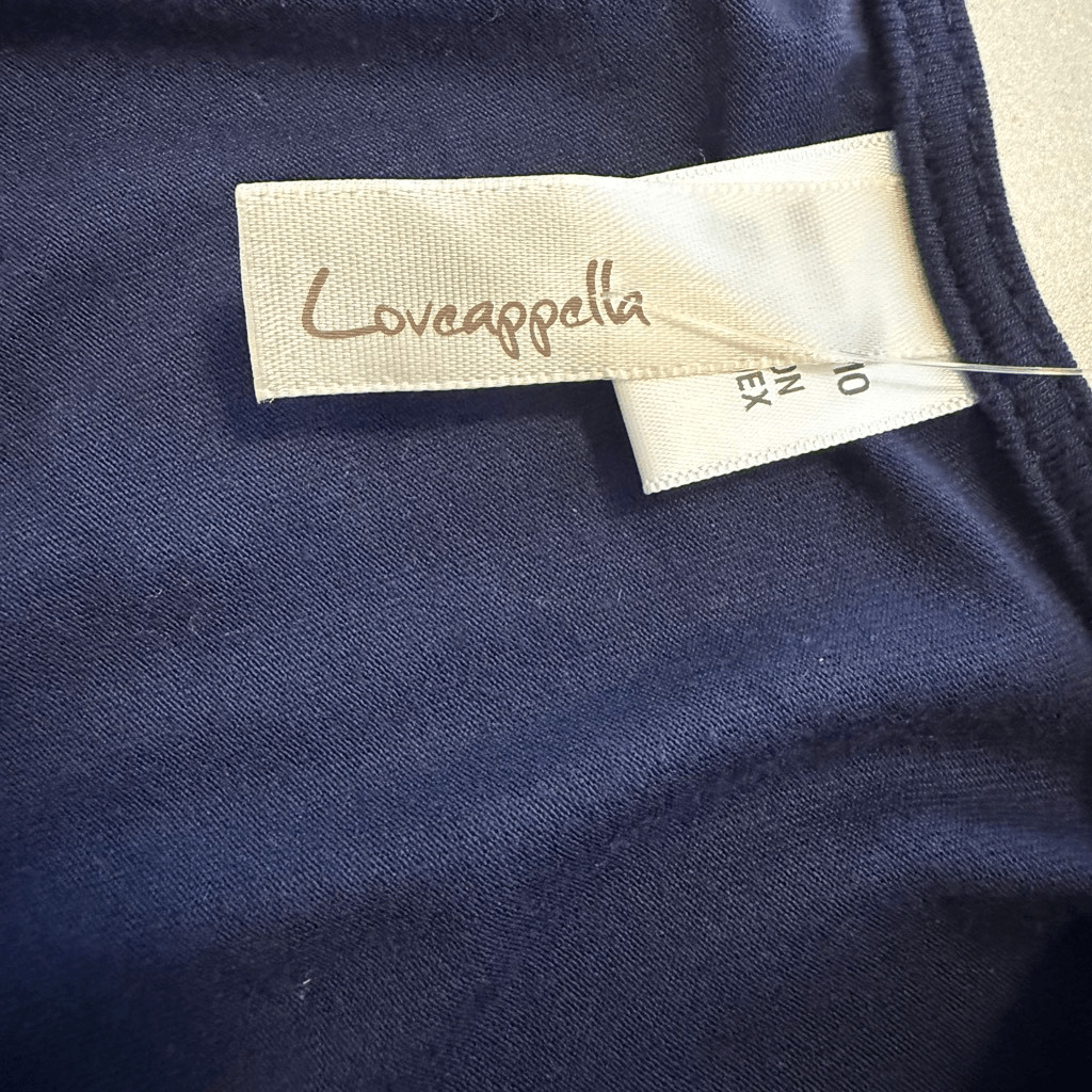 NEW Loveappella Navy Jersey Knit Short Sleeve Jogger Style Jumpsuit Sz M Casual