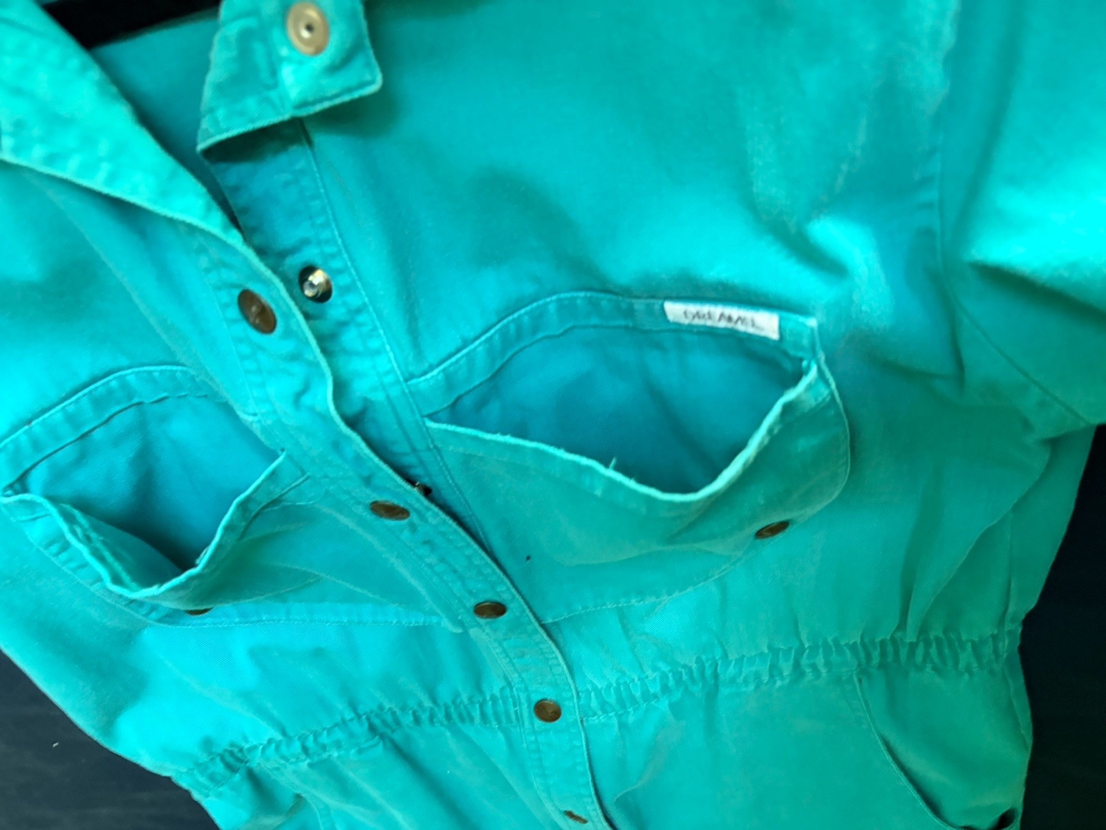 Vintage DREAMS Cotton Denim Jumpsuit Coveralls Blue Green Teal Size Large