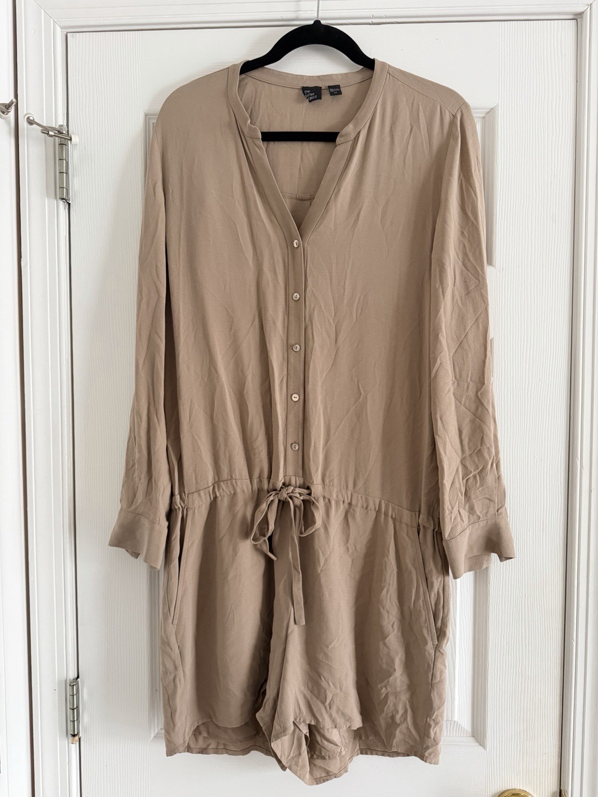 Eileen The Fisher Project 100% Silk Romper Tan/Taupe/Beige S Small S/P