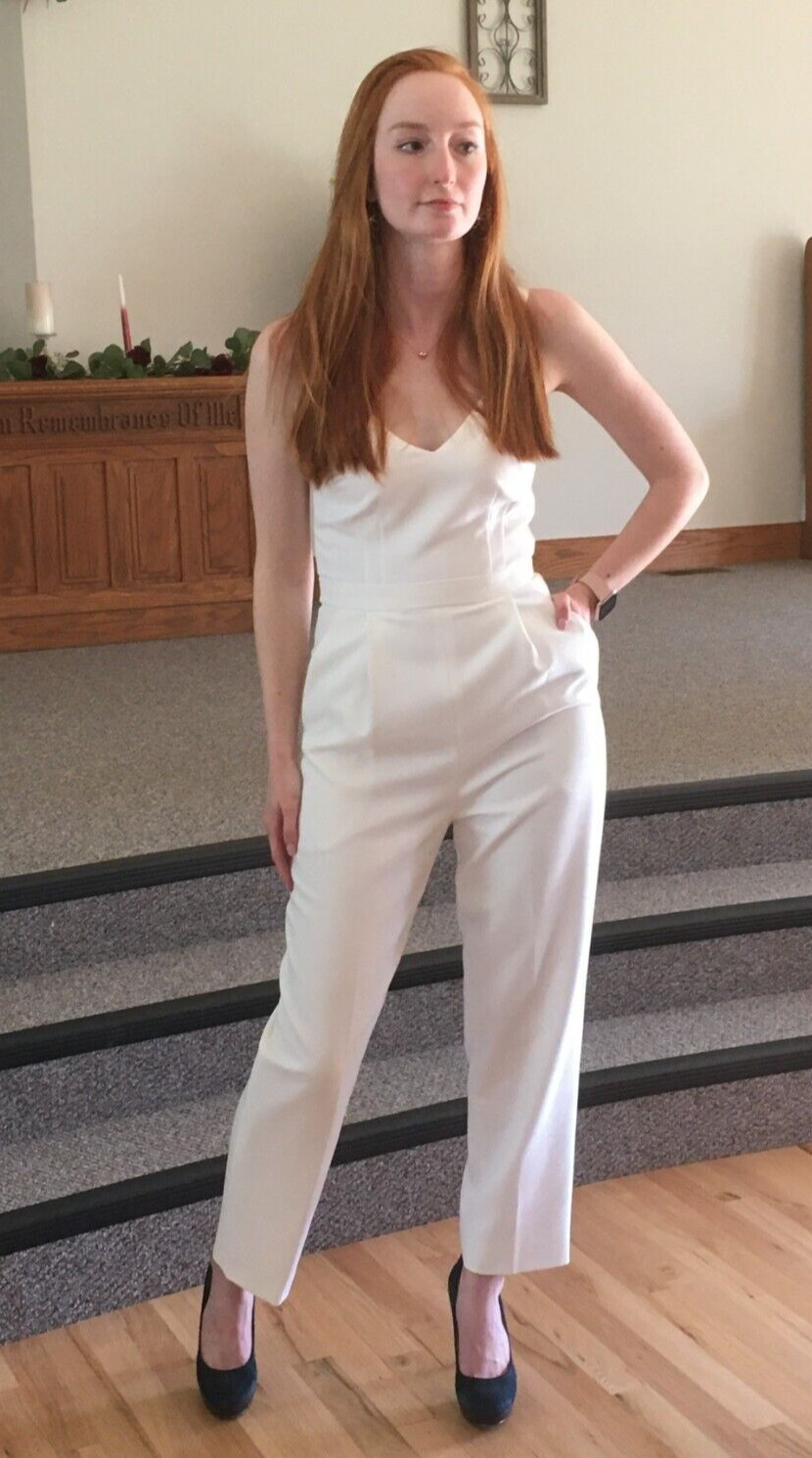 French Connection Sz 2 Jumpsuit Pantsuit Wedding Rehearsal/ Bridal Shower Ivory