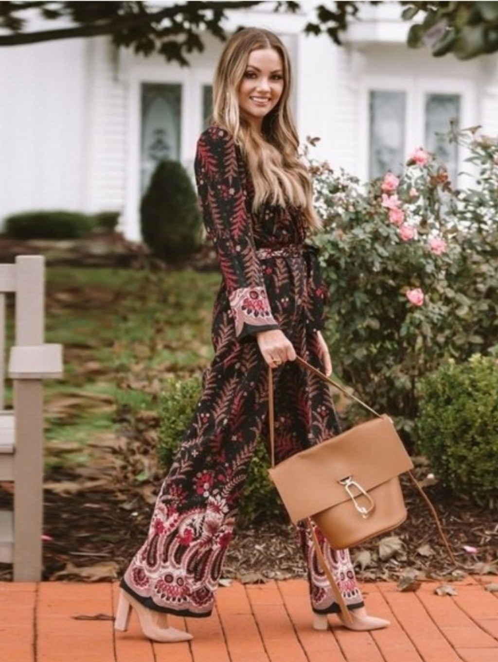 Anthropologie One September Breezeway Wide Leg Black & Burgundy Jumpsuit – Large