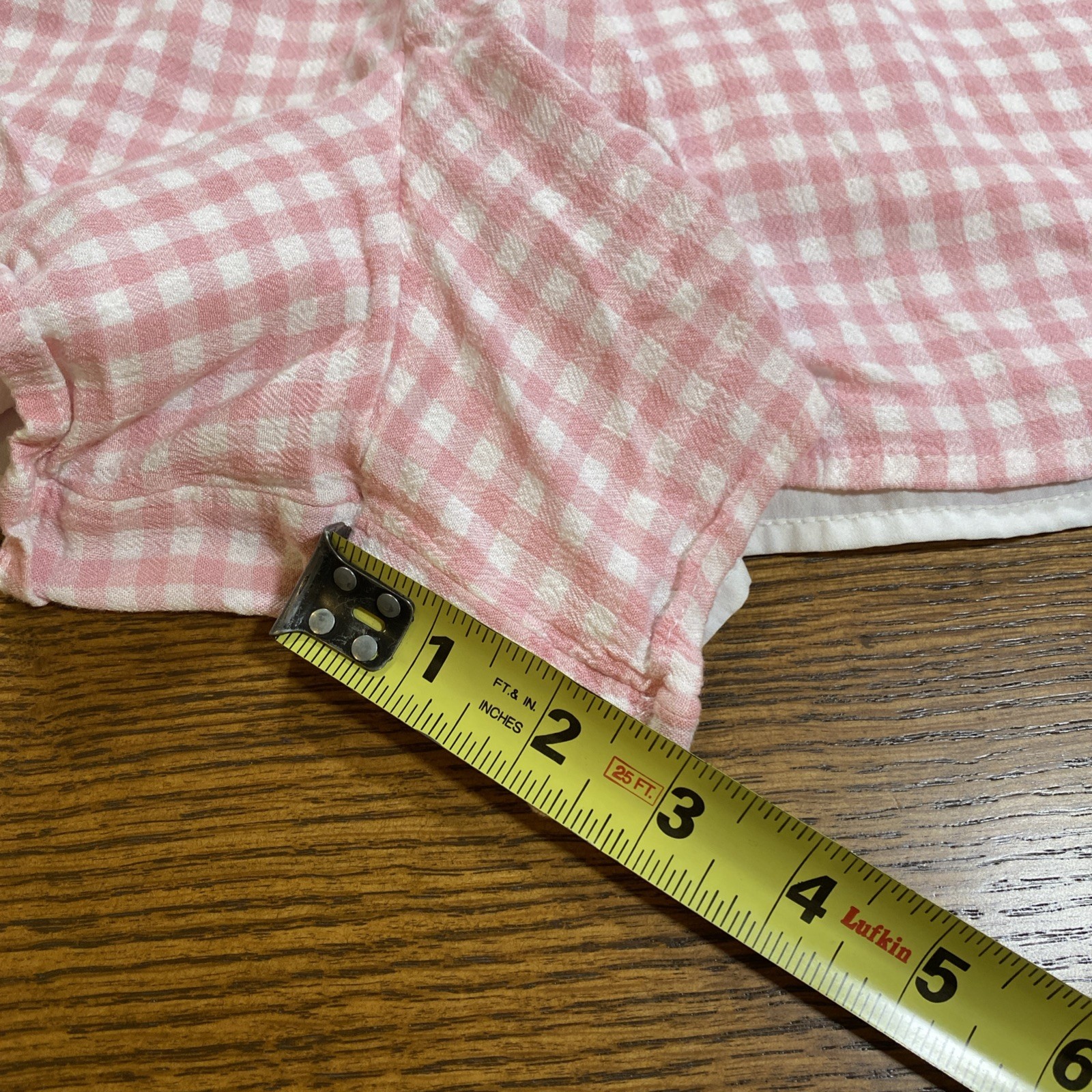 HOLLISTER Pink White Gingham Romper Puff Sleeve Picnic Coquette Cottage Farm L