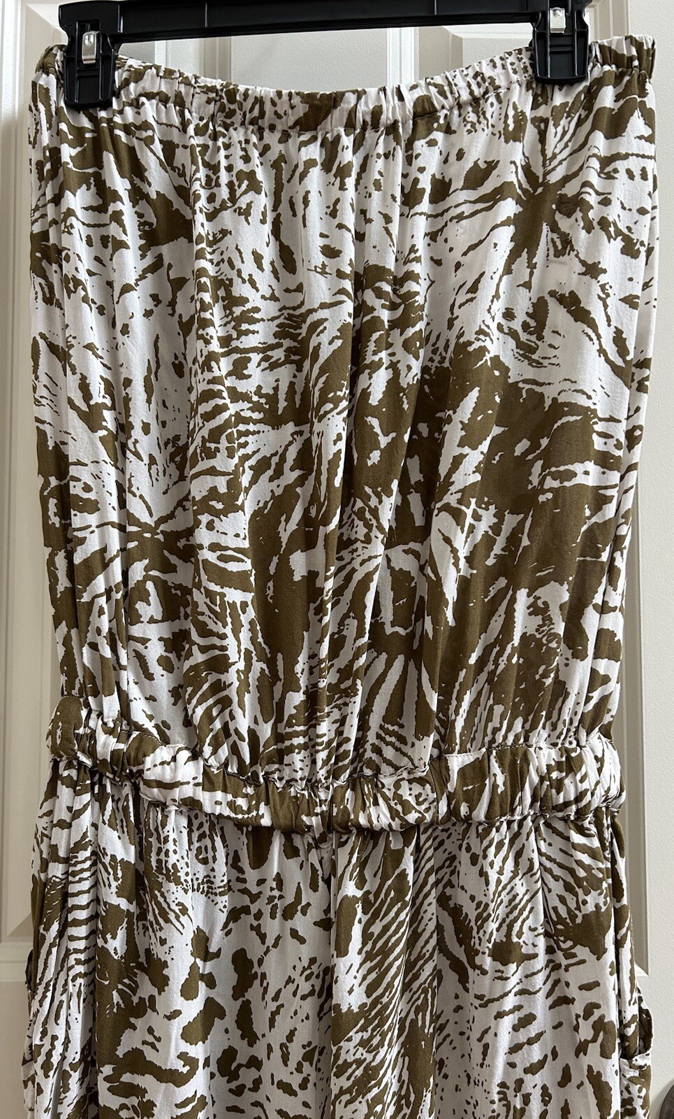 Women’s Tropical Hawaiian White Green Strapless Blue Island Jumpsuit Medium