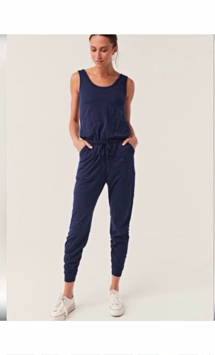 NWOT Pact Cotton Organic All-Day Easy Jumpsuit /Romper Women’s Size Medium Black