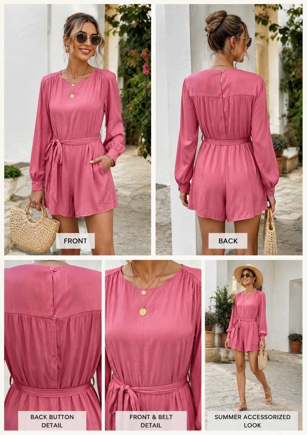 Lumiere Romper Womens Medium Soft Girl Pink Satin Feminine Romantic Belted