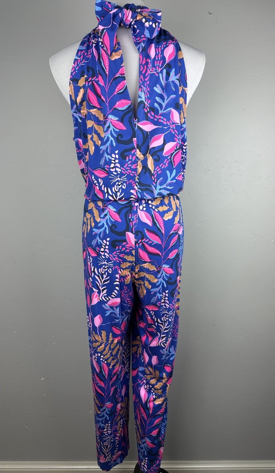 Lilly Pulitzer Wyota Jumpsuit XL Borealis Blue Absolute Purrfection NWT